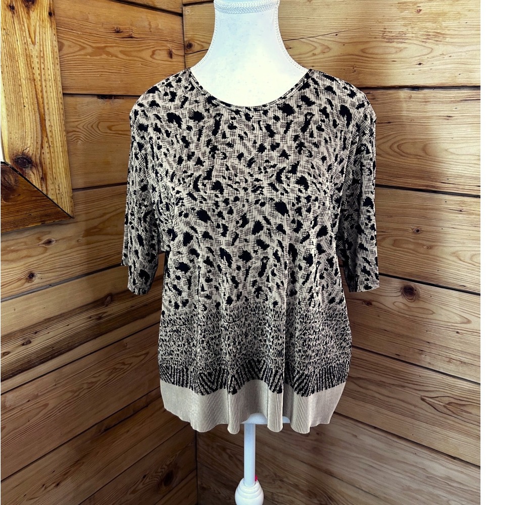Caroll Reed Pleated Abstract Top 1X Made in Canada Relaxed‎ Chic